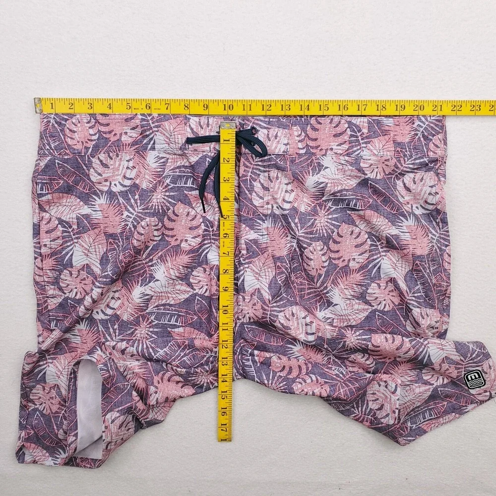 Travis Mathew Board Shorts Mens 42 Blue Pink Hawaiian Foot The Bill Bathing Suit